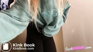 Blonde solo female teases with BDSM in the locker room.