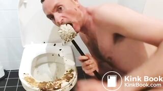 scat pig faggot eating shit from the toilet