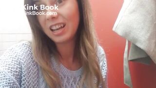 Beautiful girl shows her big hole and her product