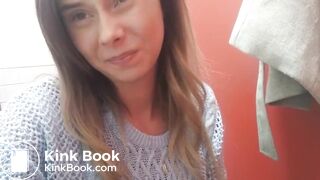 Beautiful girl shows her big hole and her product