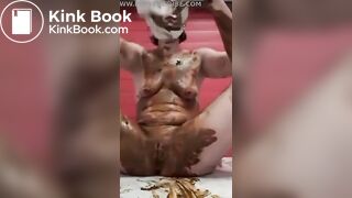 Messy dildo solo scat fuck