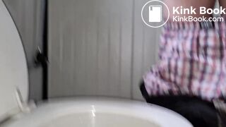 Kinky dude pooping in the toilet after anal fuck