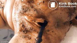 Dirty milf licking toilet