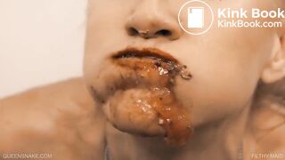 Dirty milf licking toilet