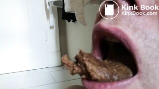 chewing and swallowing a little shit log