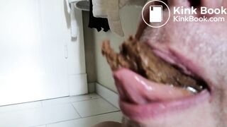 chewing and swallowing a little shit log