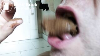 chewing and swallowing a little shit log