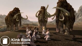 Mammoths snack on women (vore)