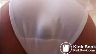 Poop in new white cotton panties