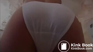 Poop in new white cotton panties