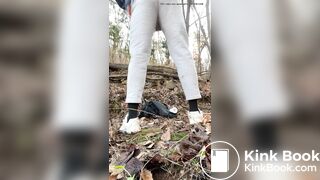 Korean Guy Pooping and Peeing in the Woods