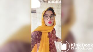 Beautiful trans Momina pee drinking outside