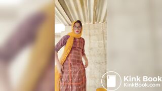 Beautiful trans Momina pee drinking outside