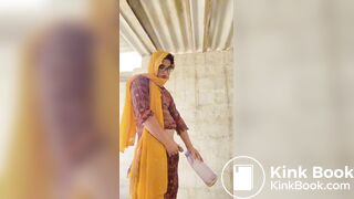 Beautiful trans Momina pee drinking outside