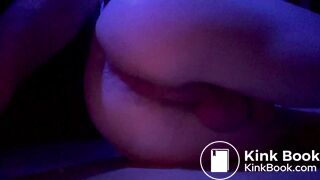 Teen makes scat mess on pink dildo