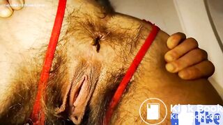 Crotchless panties scat play