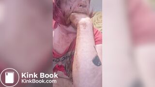 Tranny slut playing with her shit