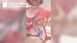 Tranny slut playing with her shit