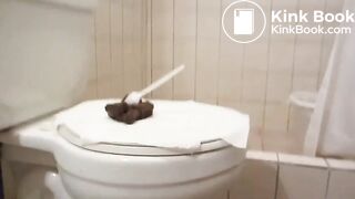 old man eating poop with a spoon