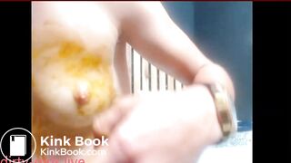 Cute amateur girl playing nasty with poo