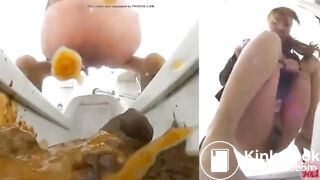 many girls poop in same broken toilet japanese