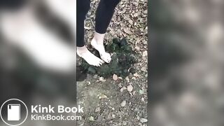 Girl Barefoot in Horse Shit