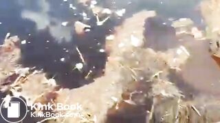 Girl Feet Sinks in Manure Sludge