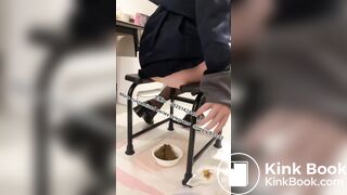 Beautiful girl poops in the toilet 15