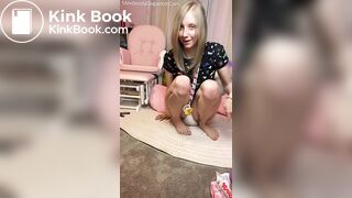 Girl piss on her dirty diaper while changing