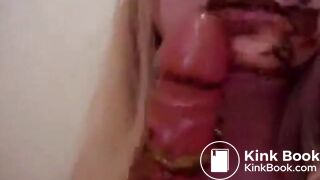 SUCKING OFF HER SCAT DILDO
