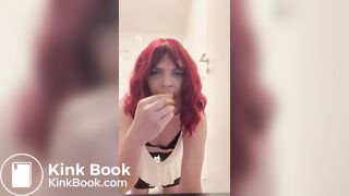 Sissy toilet playing with shit