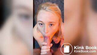 Hot blonde slut swallows a load