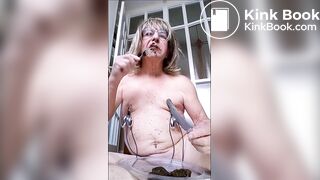 Shit eating with nipple clamp play