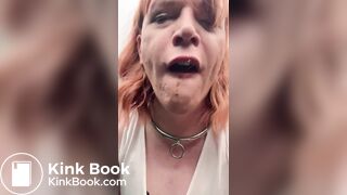Sissy Dolly eats shit in public