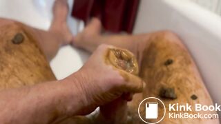 Jerk and Cum with Shit in the Bathtub
