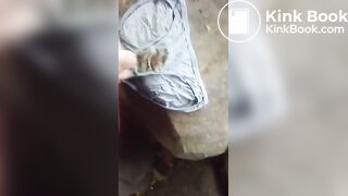masturbating on abandoned shitty homeless panties