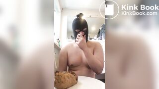 chubby guy does poppers and eats shit and cums