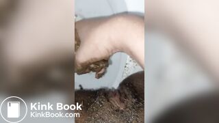 stuffing my pussy with shit on the toilet
