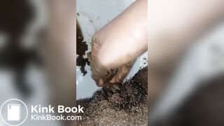 stuffing my pussy with shit on the toilet
