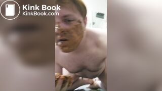 Fat pig shits in boxers and smears