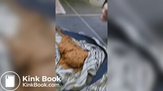 Fat pig shits in boxers and smears