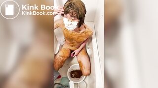 asian guy smearing shit in tub