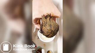 asian guy smearing shit in tub