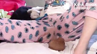 Emo girl shits her pajamas