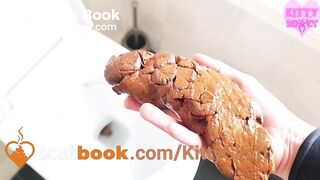 Massive squatting shit falls off toilet!