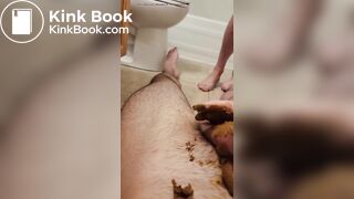 older guy poops on someones cock and smears