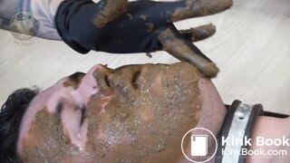 Breaking in a shit eater. Mistress tames poo pig