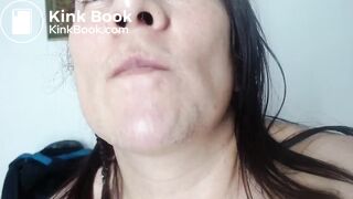 Dirty latina licks her shitty fingers