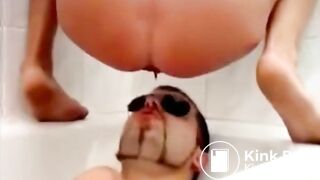 naked in the tub eating shit