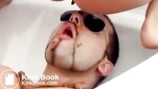 naked in the tub eating shit